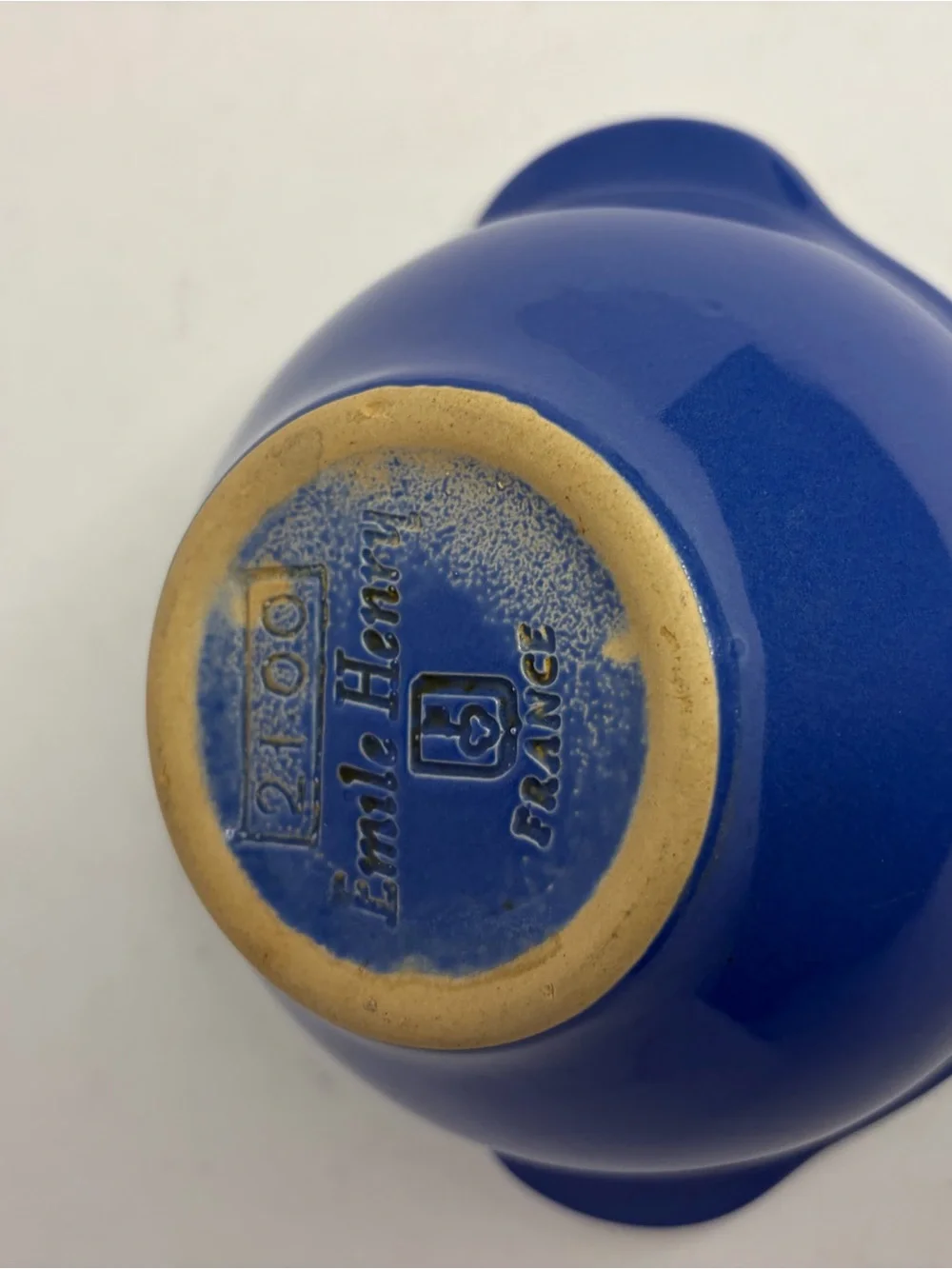 Emile Henry Lug Ear Ceramic Bowl Blue 2100 - Picture 2 of 5